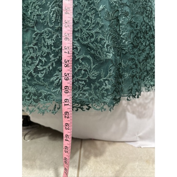 NWT Mac Duggal [ 2 ] 11215 Floral Embellished Long Sleeve ALine Gown Green J2059 - Picture 13 of 16